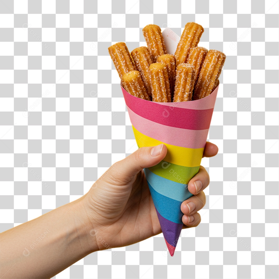 Hand Holding Packaging with Churros Candy Transparent PNG