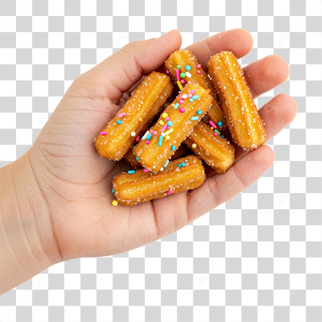 Mão Segurando Churros Doces PNG Transparente