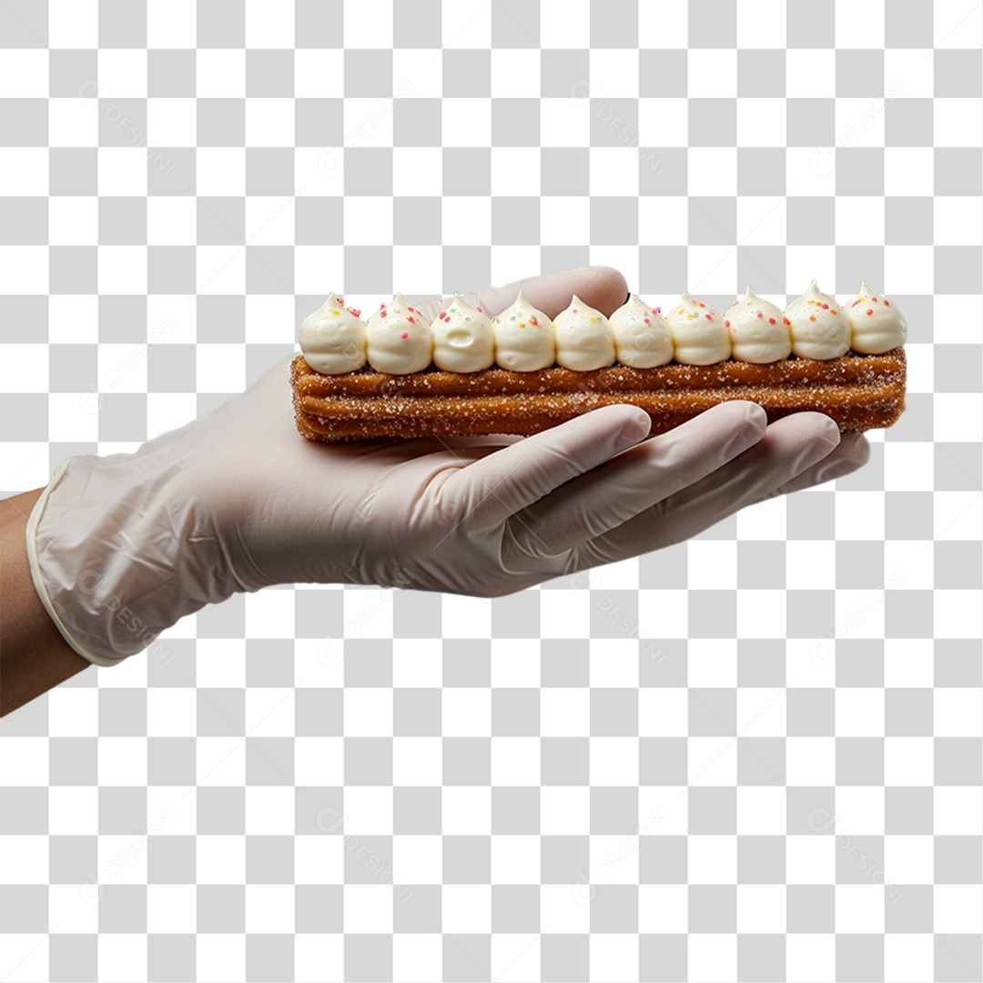 Mão Segurando Churros Doces PNG Transparente