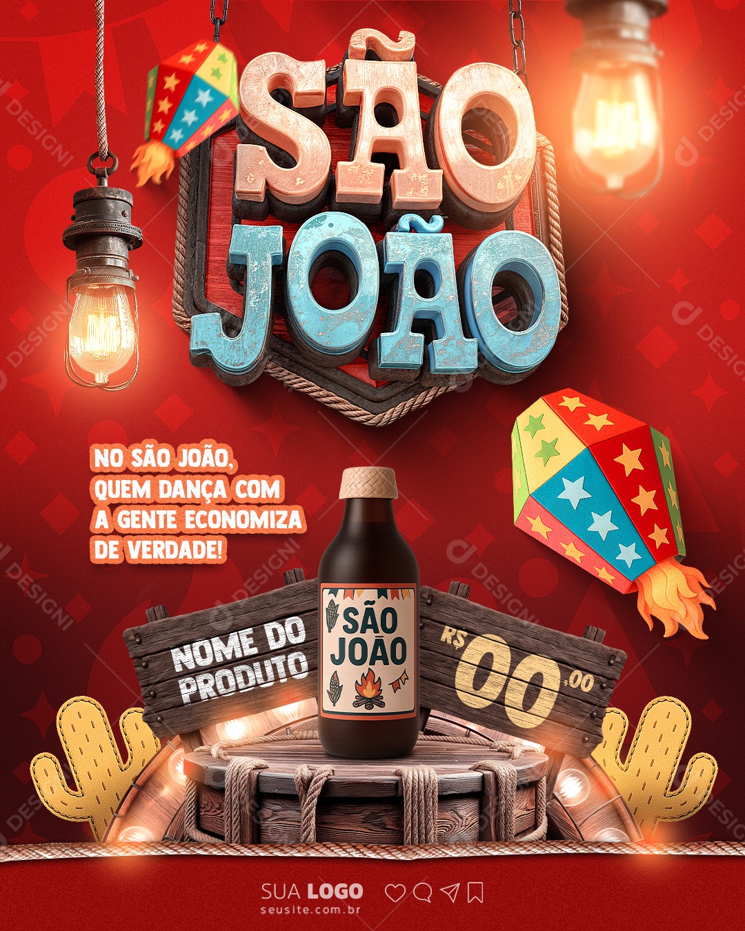 São João Supermercado Cerveja Social Media PSD Editavei