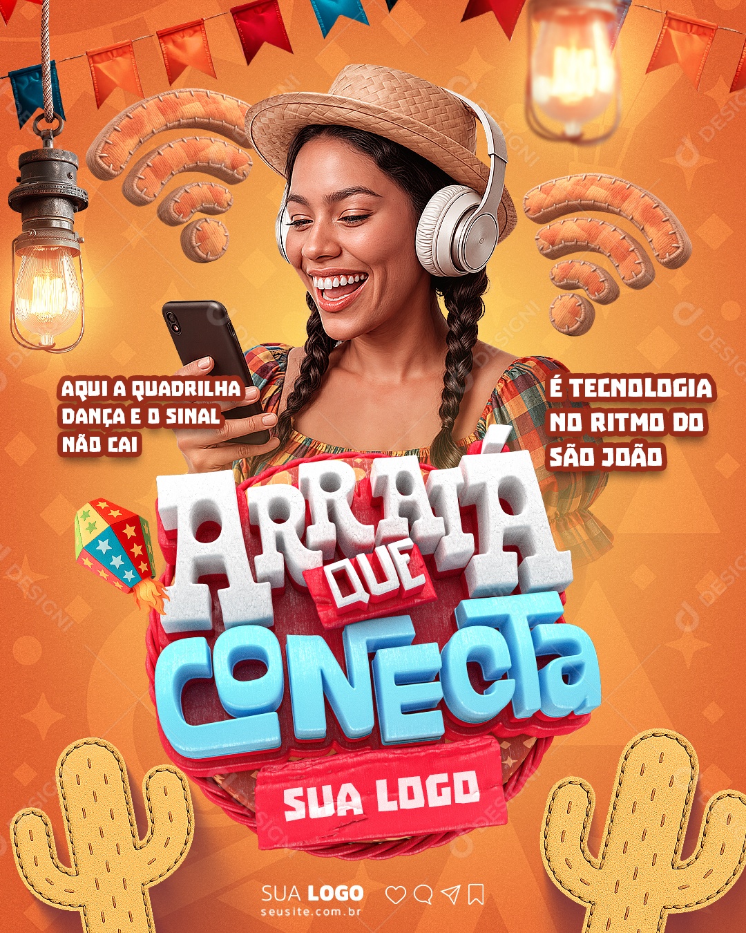 Arraiá Que Conecta Internet Social Media PSD Eitavel