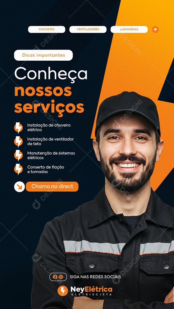 Story Eletricista Dicas Importantes Social Media PSD Editável