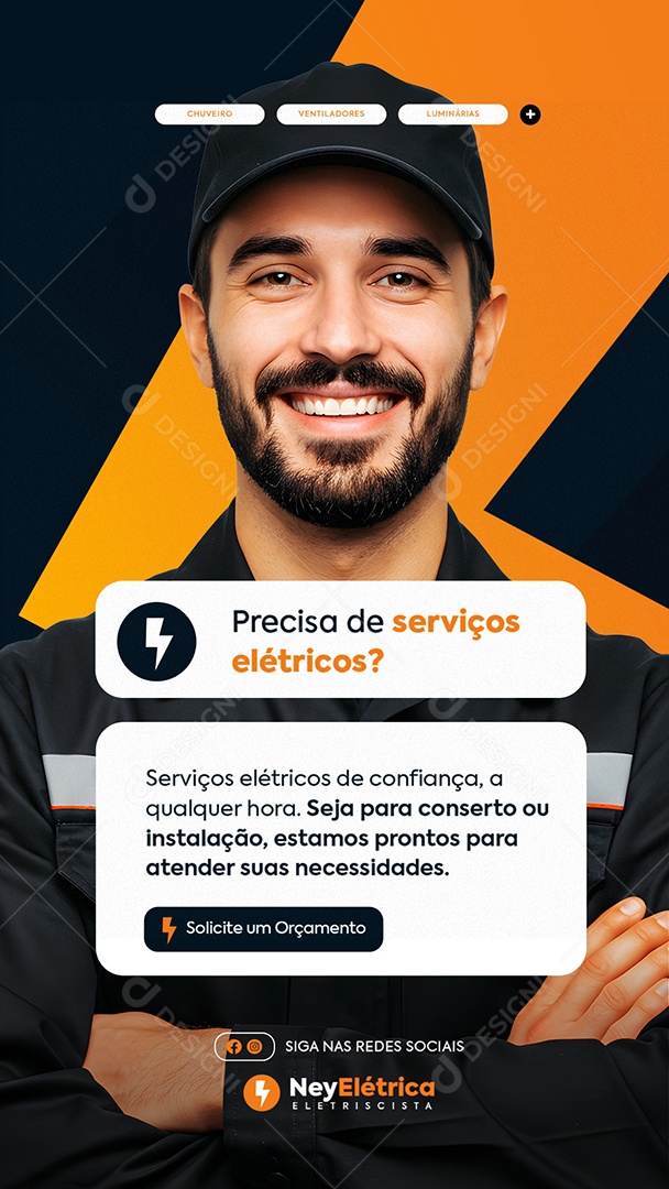 Story Eletricista Precisa de Serviços Elétricos Social Media PSD Editável