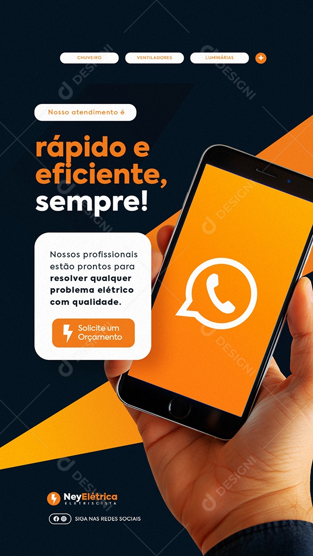 Story Eletricista Nosso Atendimento é Rápido e Eficiente Social Media PSD Editável