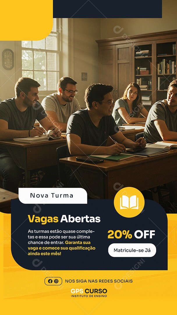 Story Curso Nova Turma Vagas Abertas Social Media PSD Editável