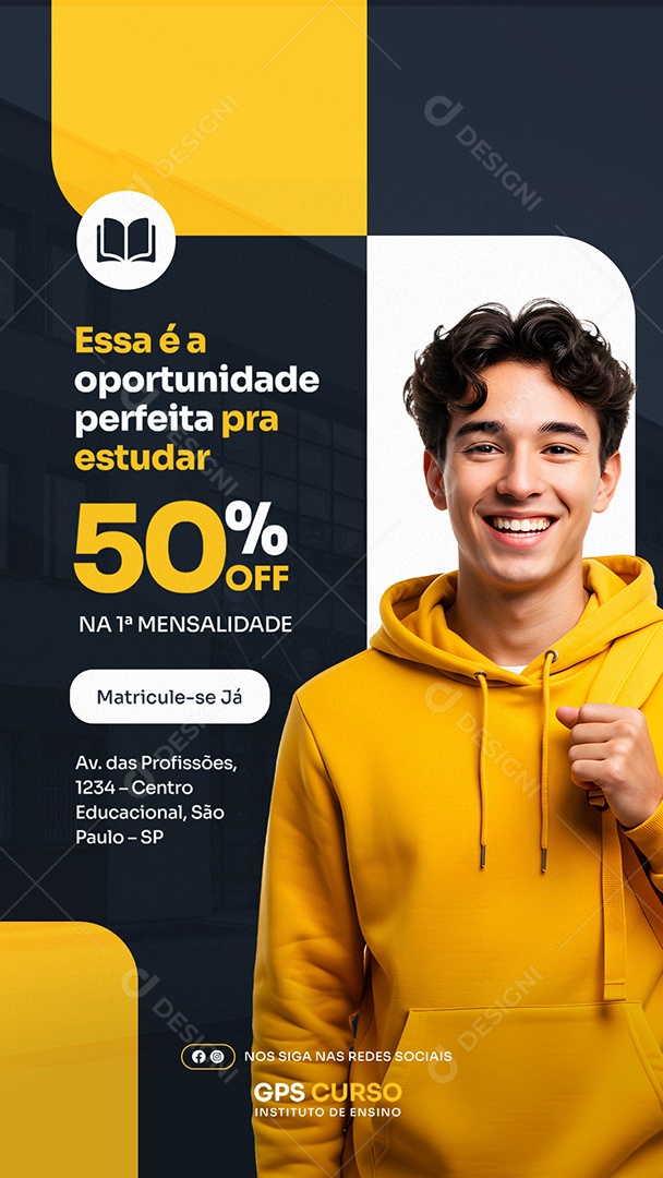 Story Curso Essa é a Oportunidade Perfeita pra Estudar Social Media PSD Editável