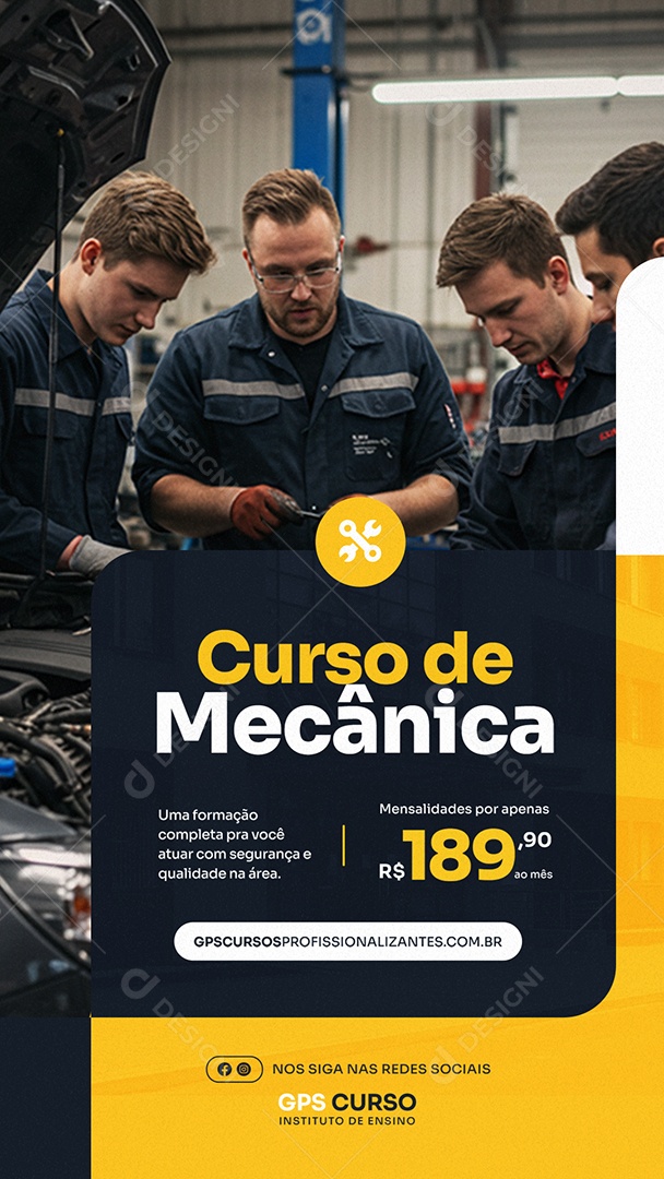 Story Curso de Mecânica Social Media PSD Editável