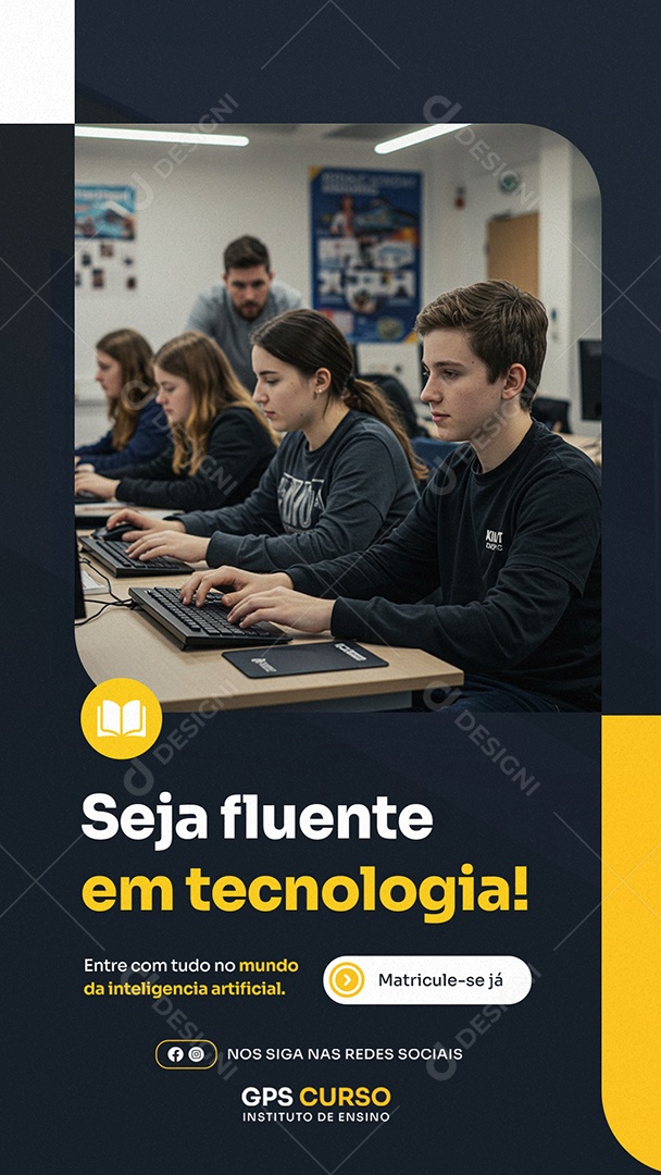 Story Curso Seja Fluente em Tecnologia Social Media PSD Editável