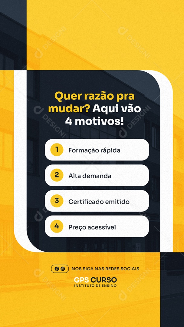 Story Curso Quer Razão pra Mudar Social Media PSD Editável