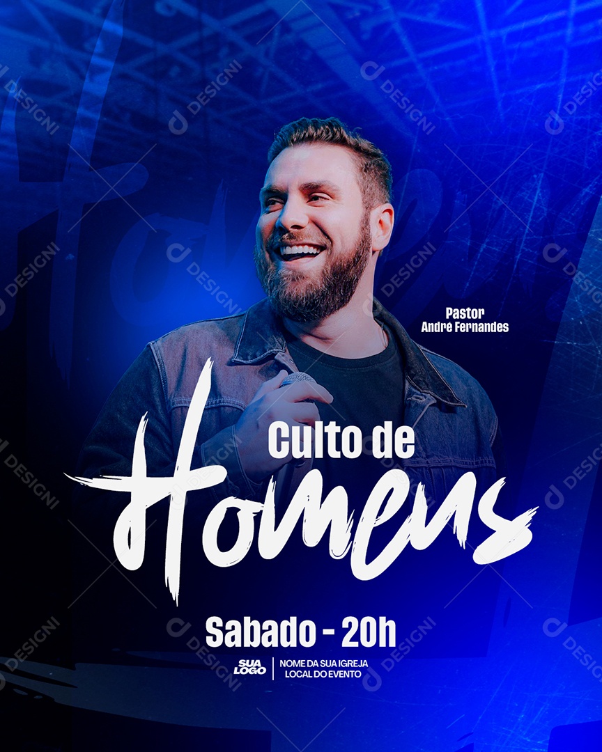 Flyer Gospel Culto De Homens Social Media PSD Editável