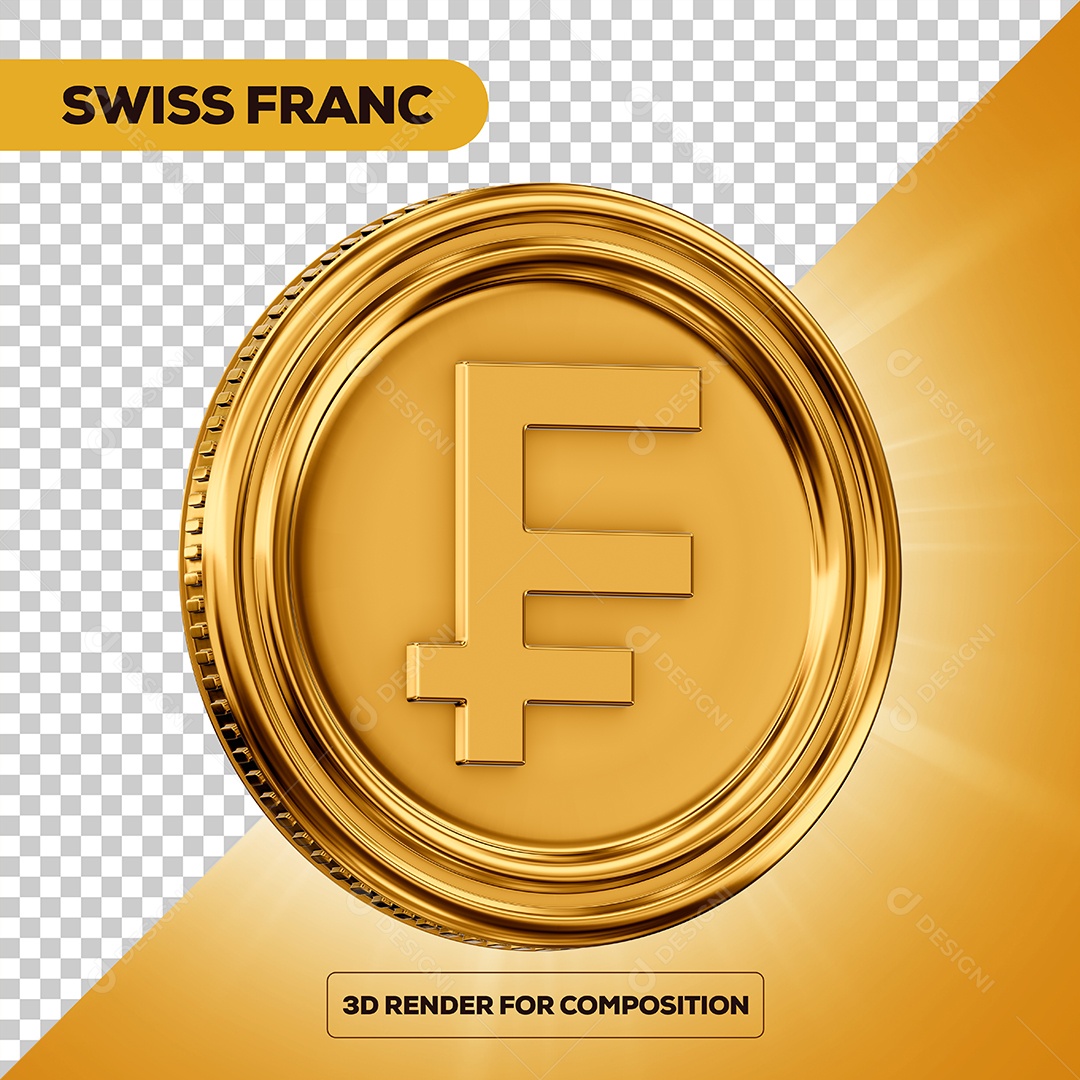 Moeda Euro Elemento 3D para Composição PSD