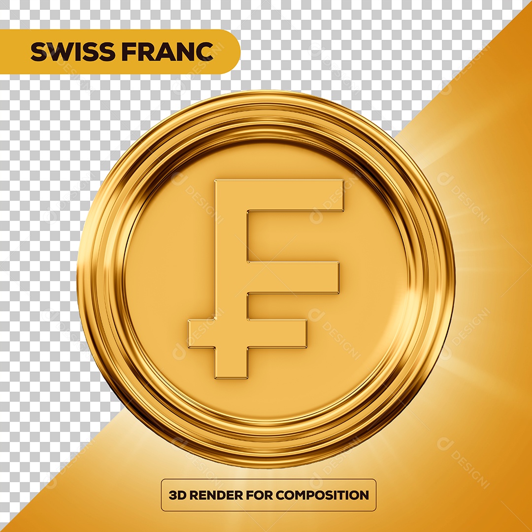 Moeda Euro Elemento 3D para Composição PSD