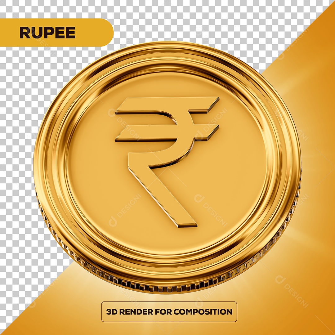 Moeda Rupia Elemento 3D para Composição PSD