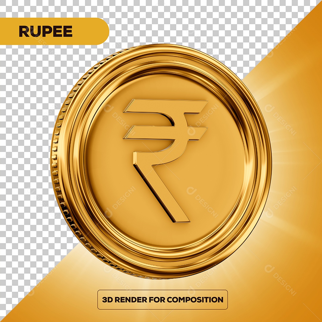 Moeda Rupia Elemento 3D para Composição PSD