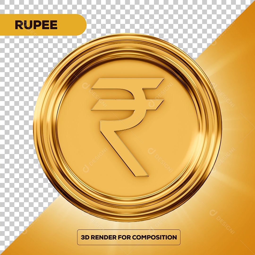 Moeda Rupia Elemento 3D para Composição PSD