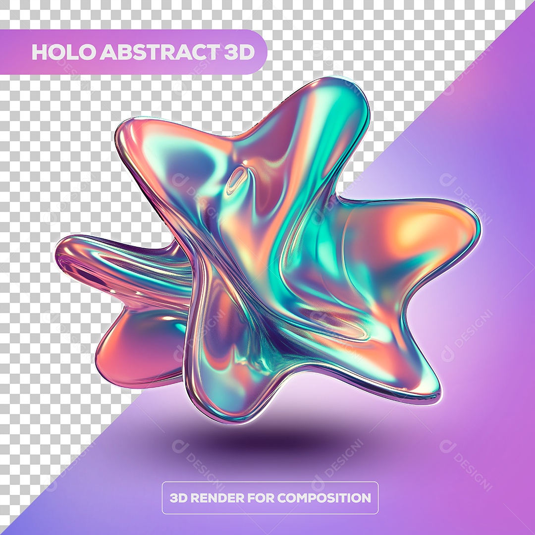 Forma de Fluido Abstrato Elemento 3D para Composição PSD