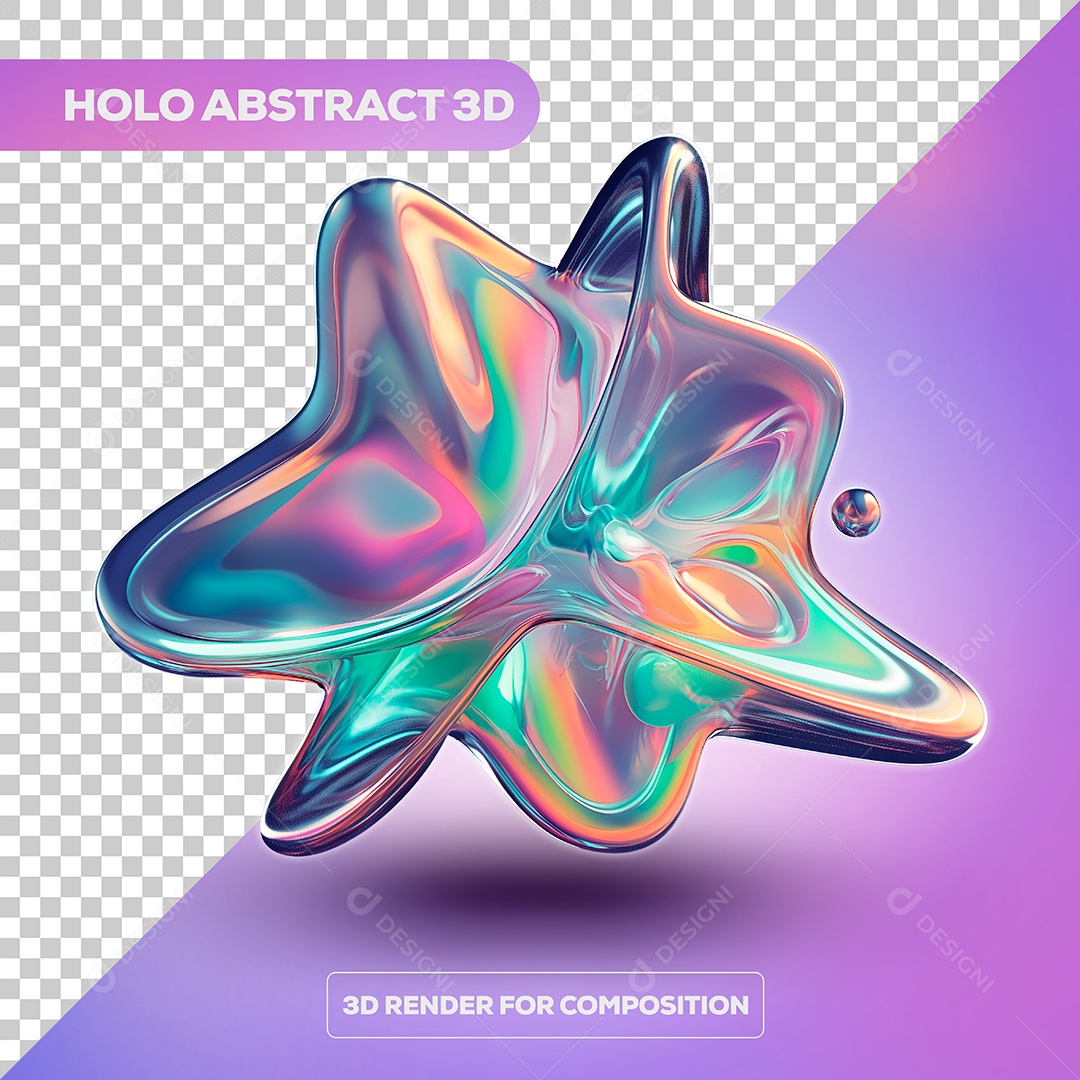 Forma de Fluido Abstrato Elemento 3D para Composição PSD