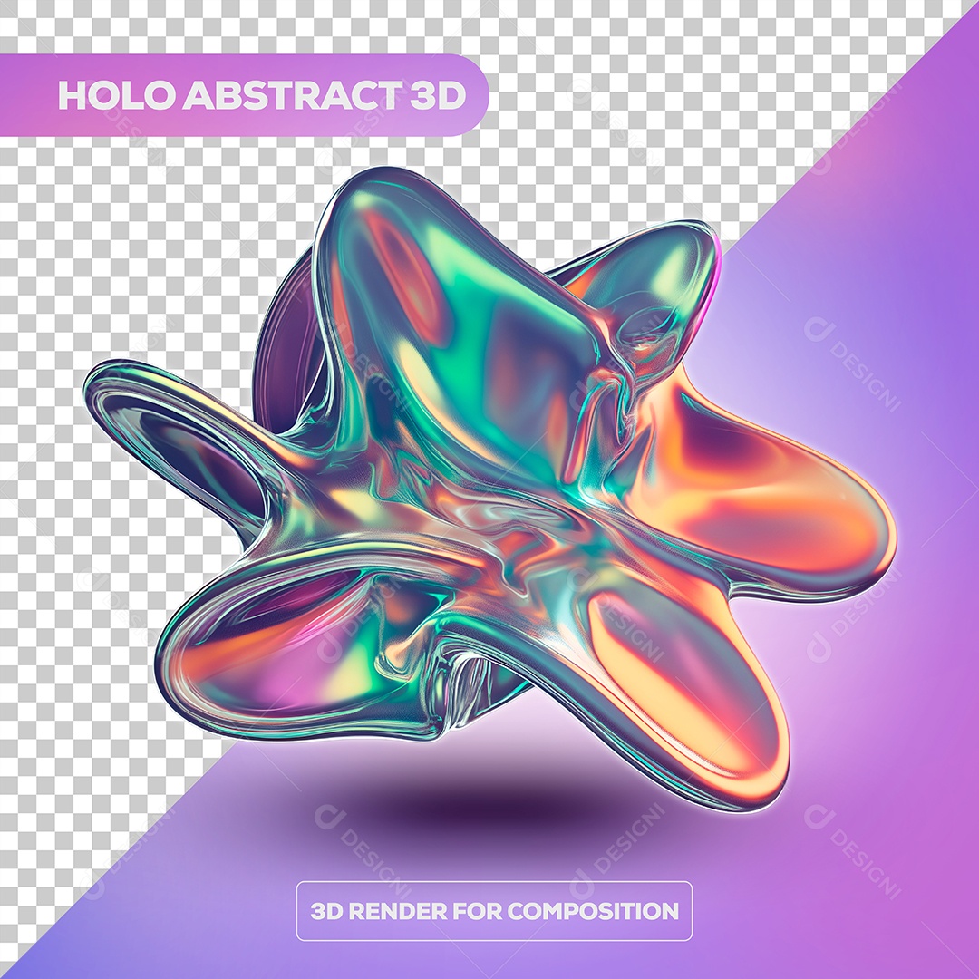 Forma de Fluido Abstrato Elemento 3D para Composição PSD