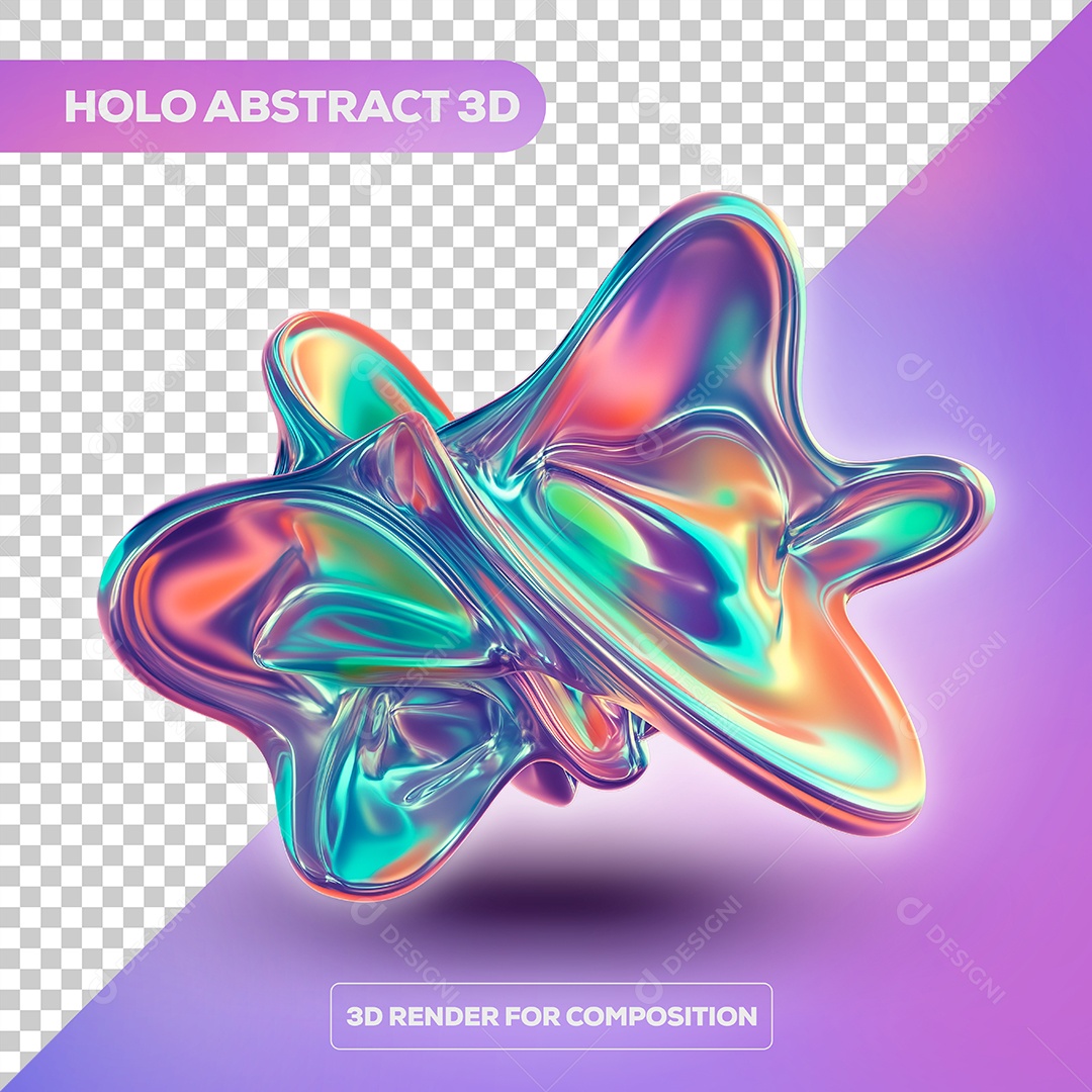 Forma de Fluido Abstrato Elemento 3D para Composição PSD