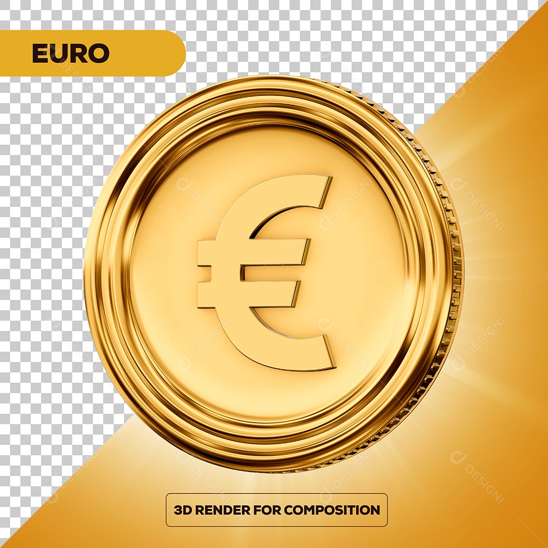 Moeda Euro Elemento 3D para Composição P