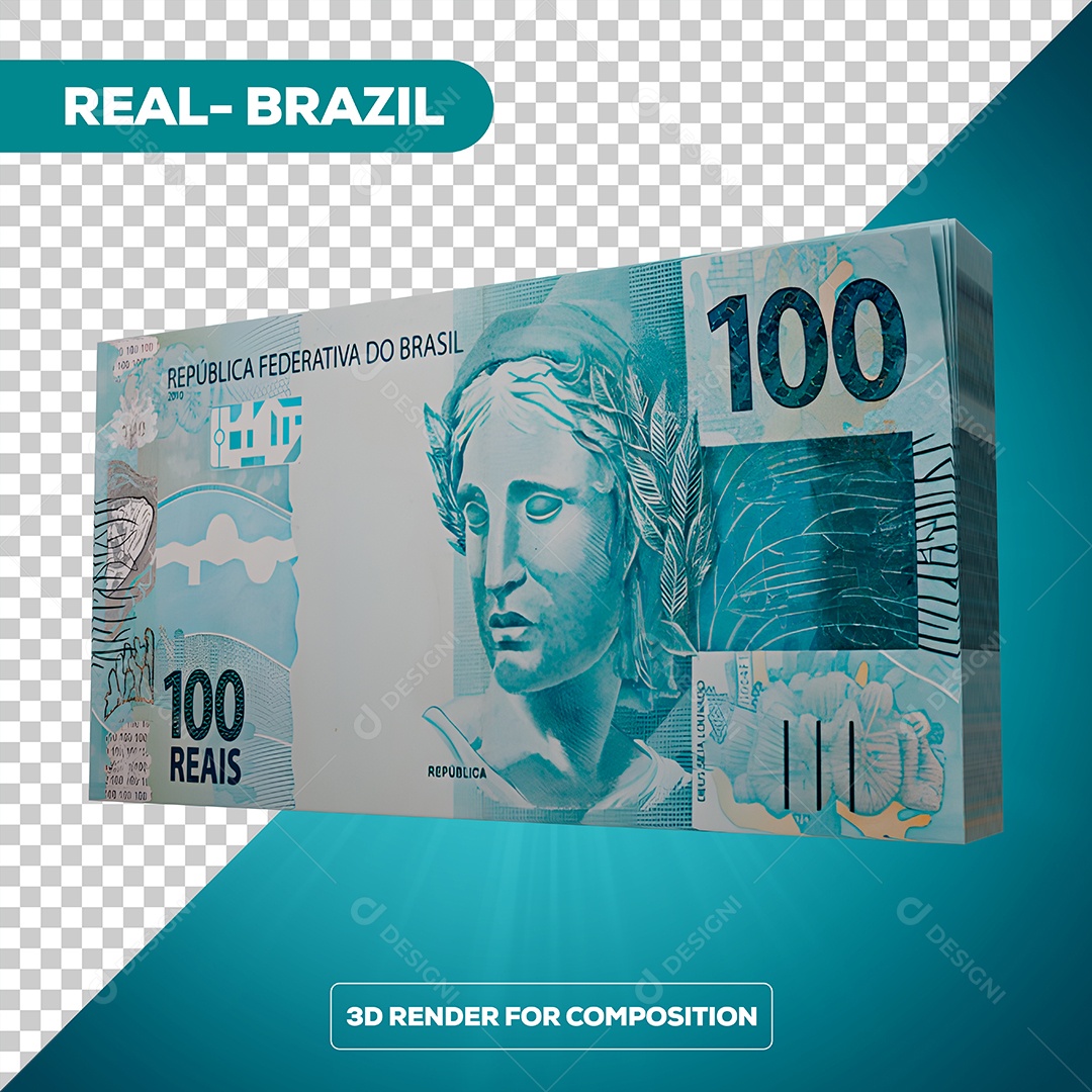 Dinheiro Notas de 100 Reais Elemento 3D Para Composição PSD