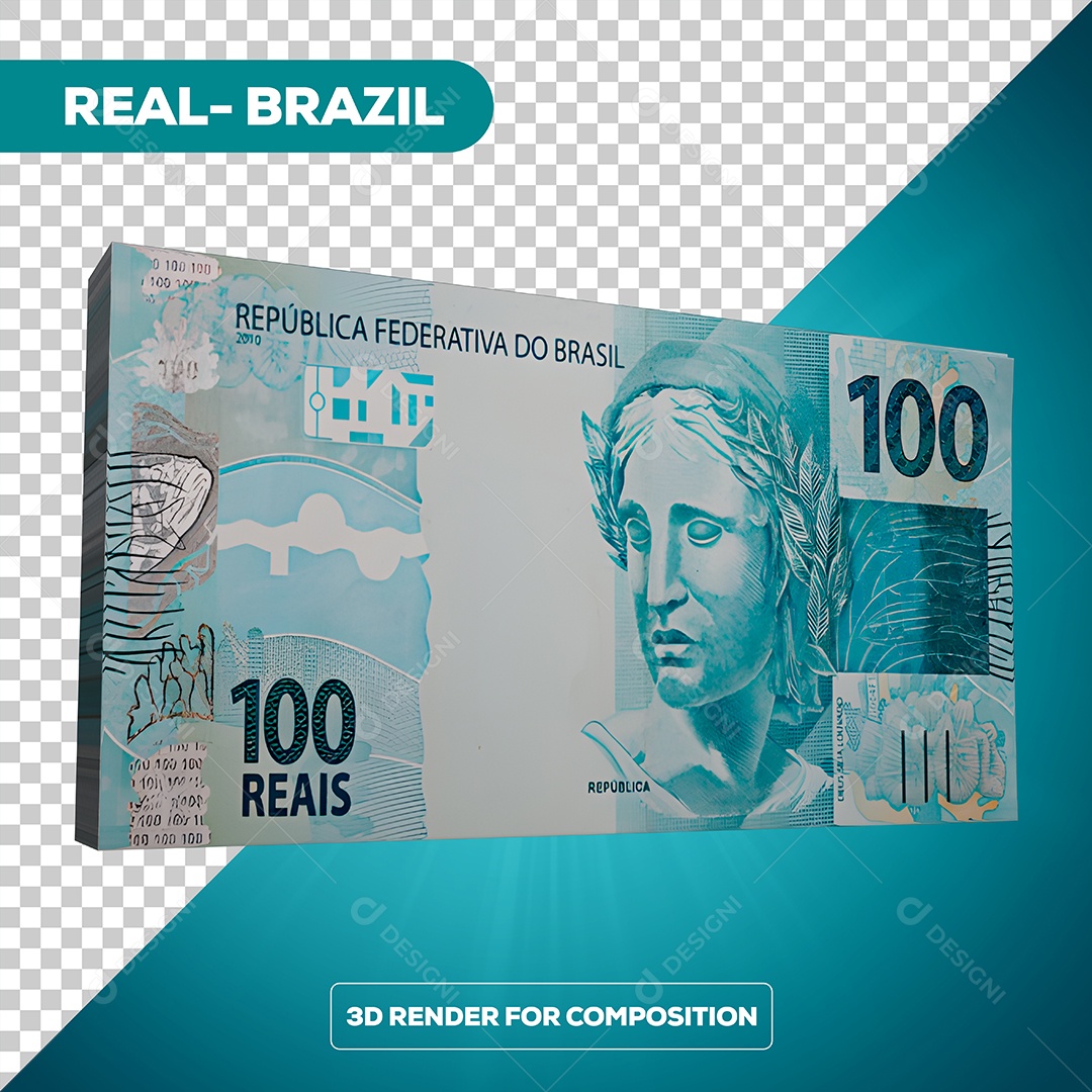 Dinheiro Notas de 100 Reais Elemento 3D Para Composição PSD