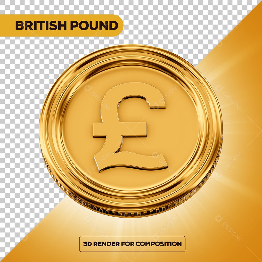Moeda Libra Elemento 3D para Composição PSD