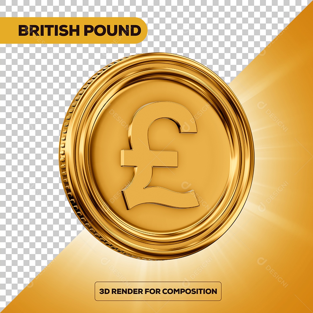 Moeda Libra Elemento 3D para Composição PSD