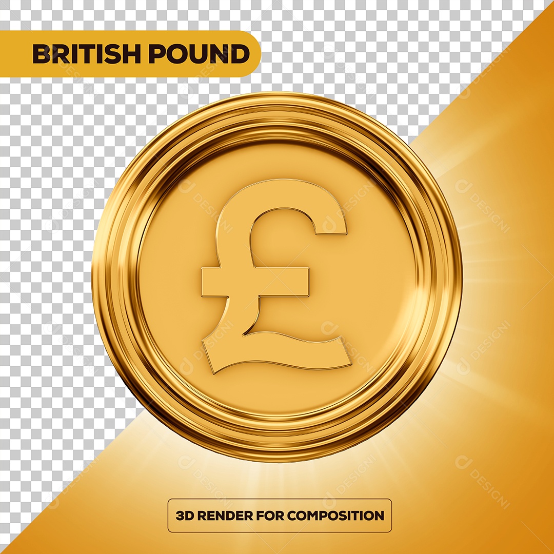 Moeda Libra Elemento 3D para Composição PSD