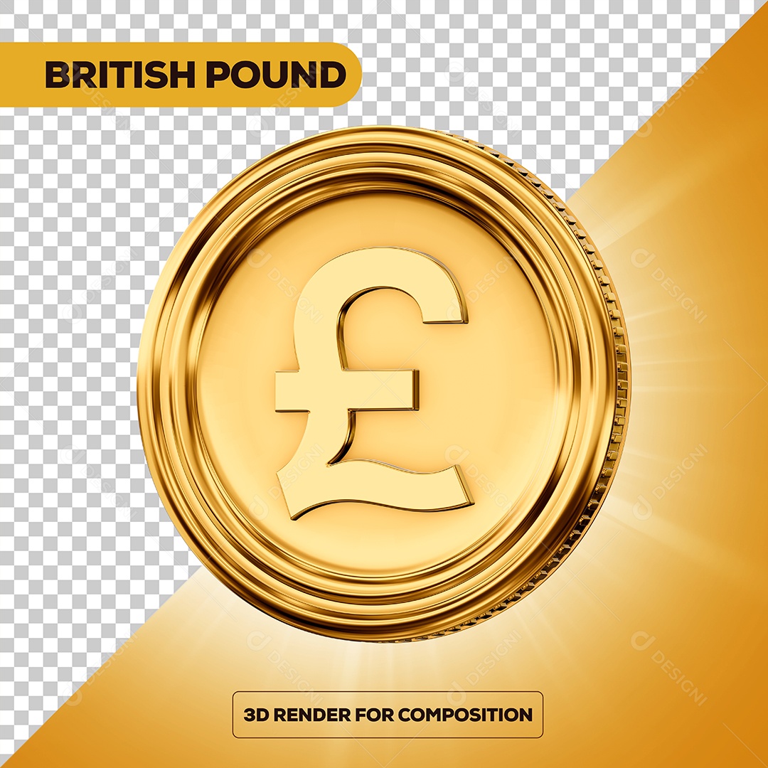 Moeda Libra Elemento 3D para Composição PSD