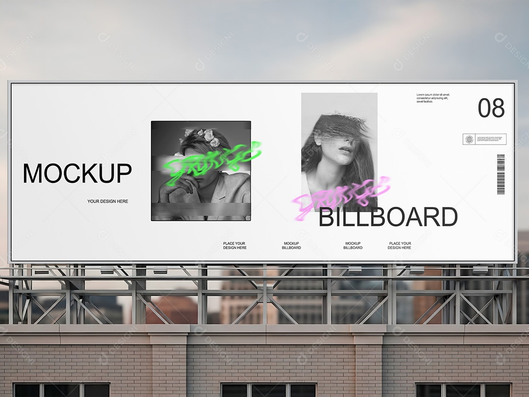 Painel Publicitário no Topo do Prédio Mockup PSD Editável