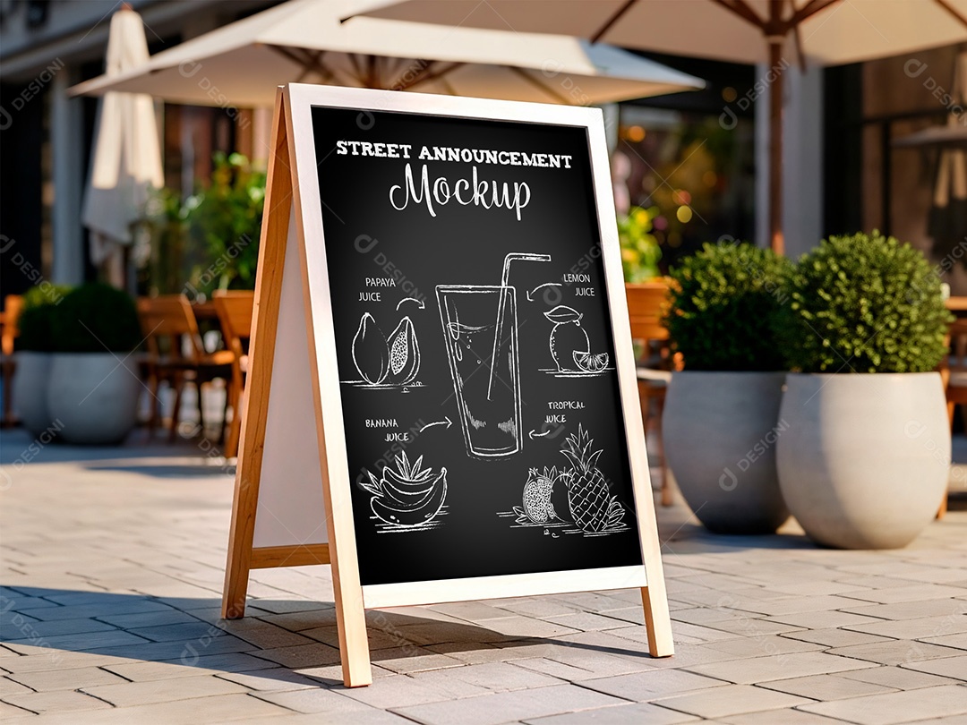 Placa Publicitária em Restaurante Mockup PSD Editável