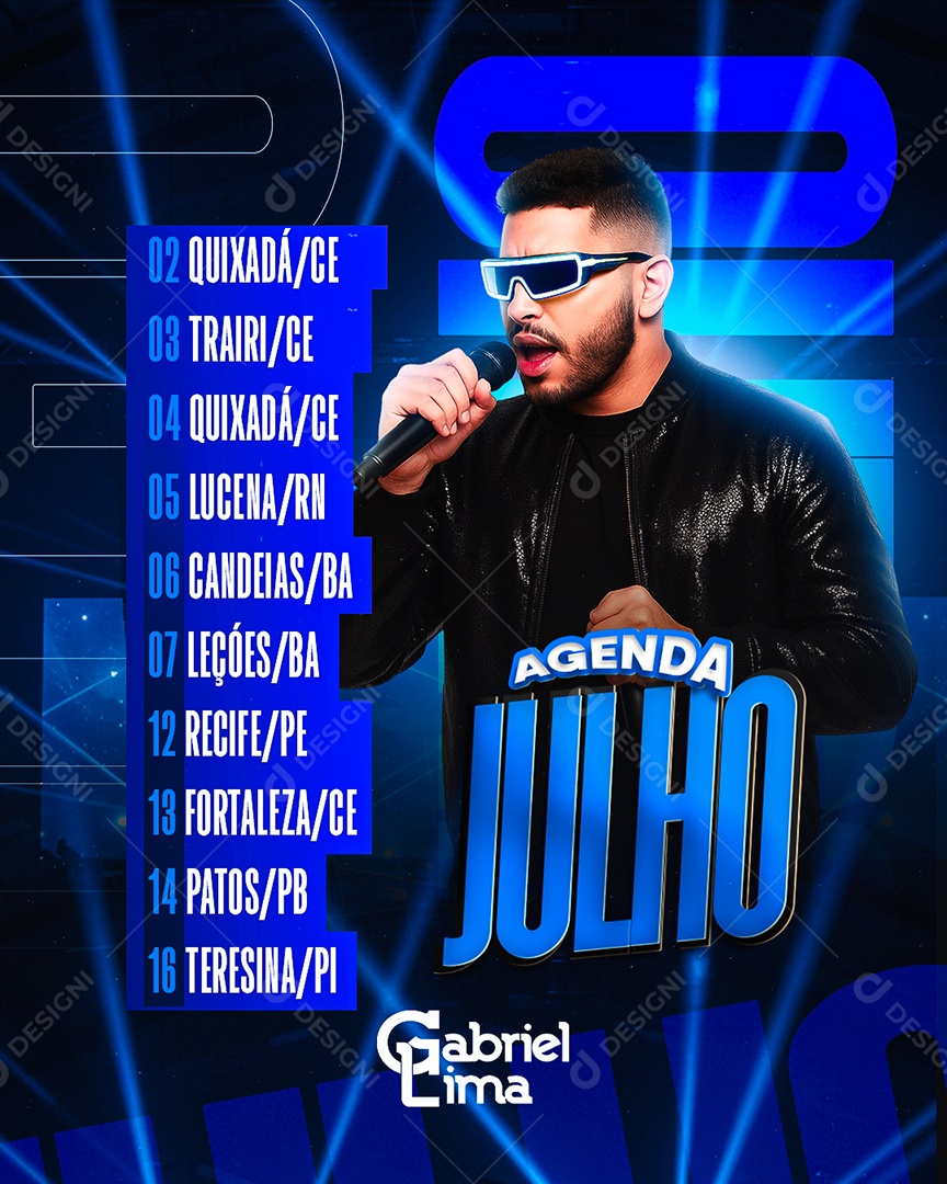 Flyer Agenda Julho Social Media PSD Editável