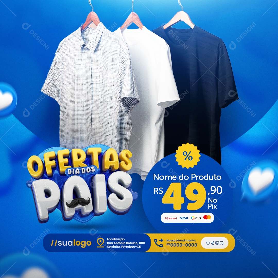 Ofertas Dia dos Pais Loja de Roupas Camiseta Social Media PSD Editável