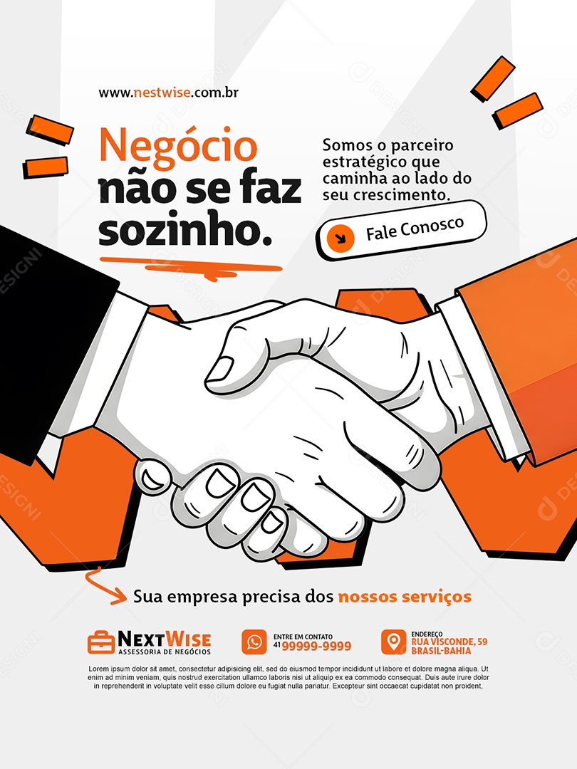 Assessoria de Negócios Negócio Não se Faz Sozinho Social Media PSD Editável