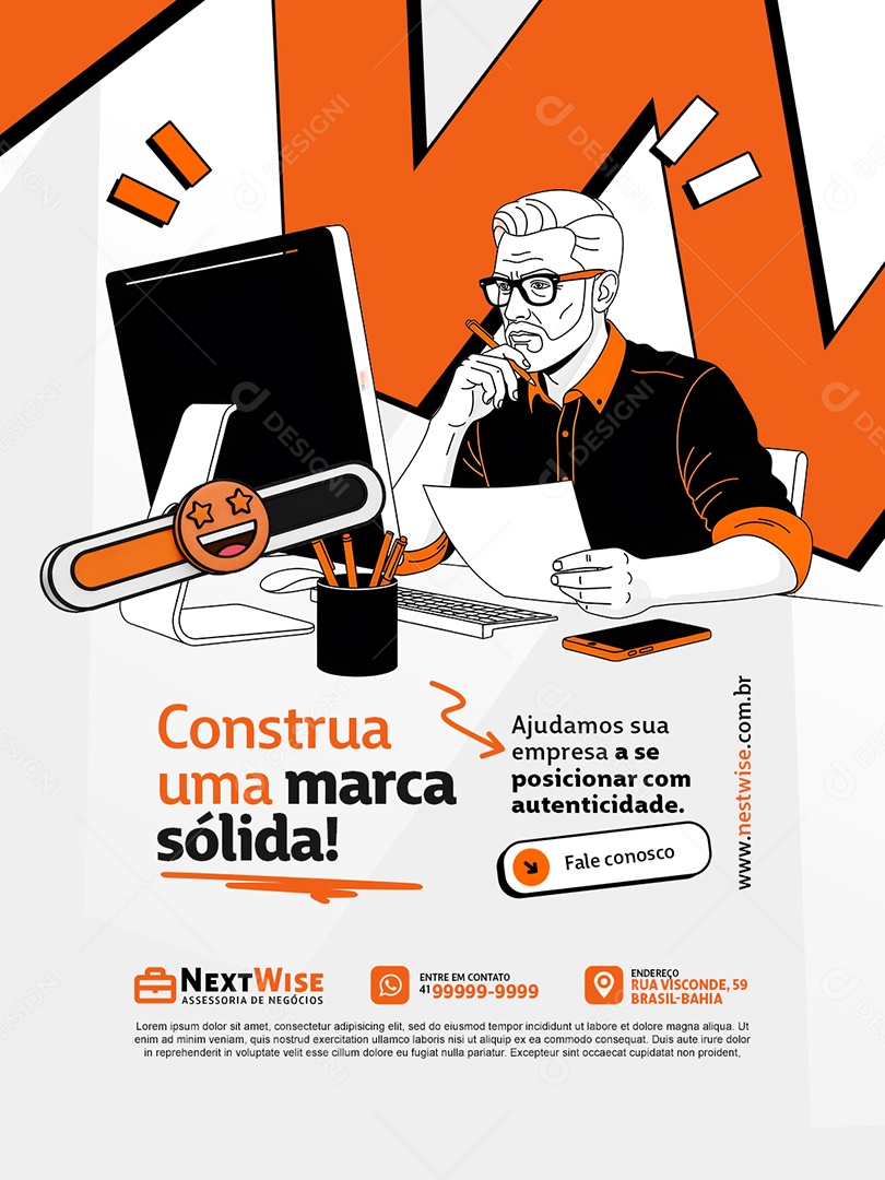 Assessoria de Negócios Construa uma Marca Sólida Social Media PSD Editável