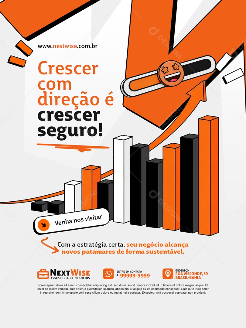 Assessoria de Negócios Crescer com Direção é Crescer Seguro Social Media PSD Editável