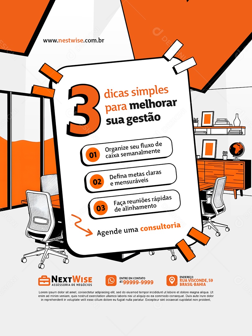 Assessoria de Negócios Três Dicas Simples Social Media PSD Editável