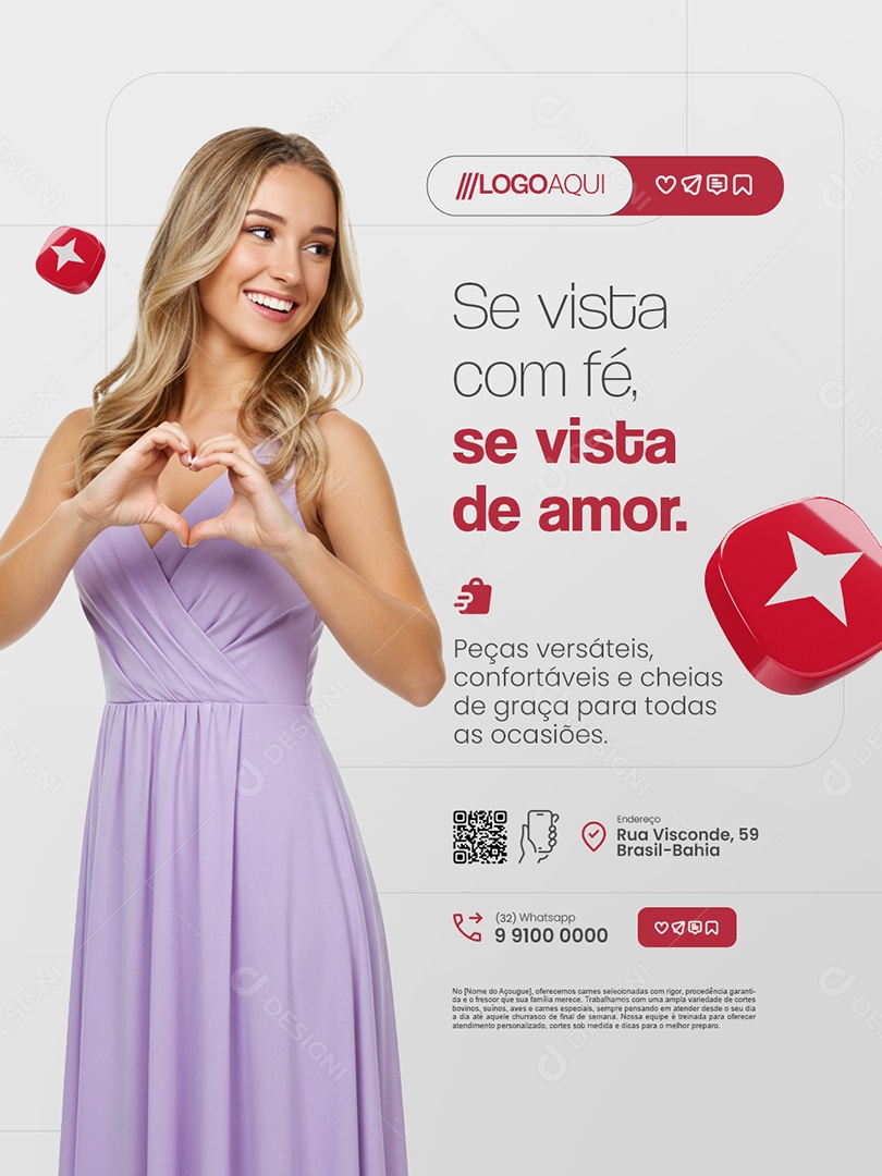 Loja Cristã Se Vista com Fé Se Vista de Amor Social Media PSD Editável