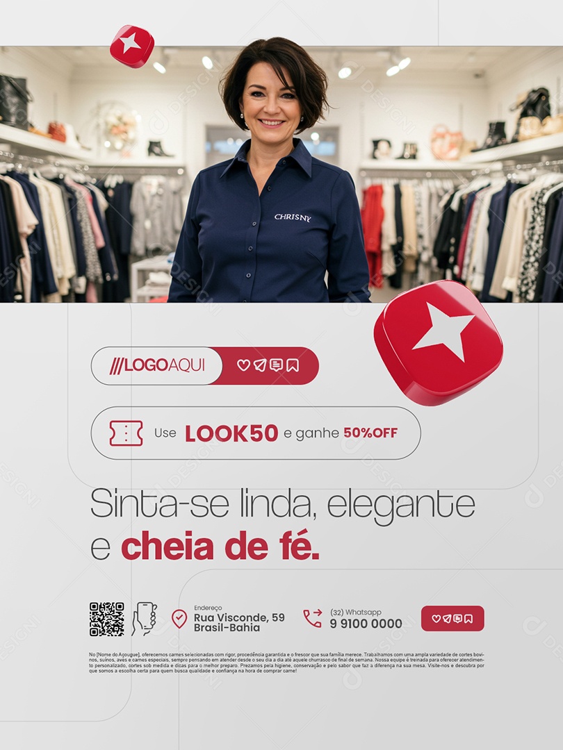 Loja Cristã Sinta-Se Linda Social Media PSD Editável