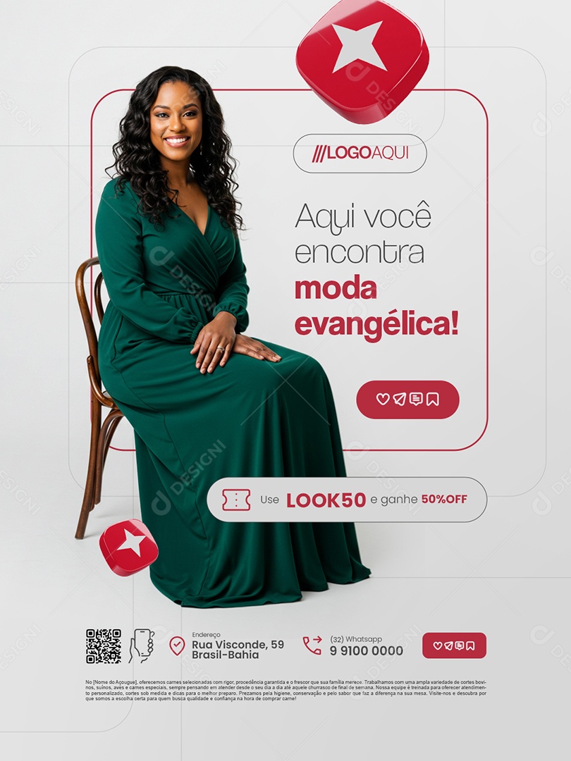 Loja Cristã Aqui Você Encontra Moda Evangélica Social Media PSD Editável