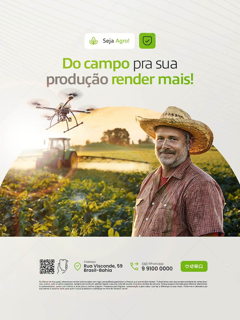 Agronegócio Do Campo pra Sua Produção Social Media PSD Editável