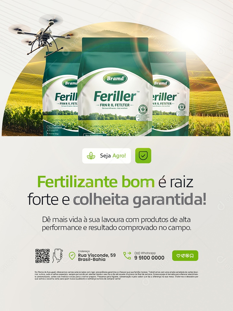 Agronegócio Fertilizante Bom é Raiz Social Media PSD Editável