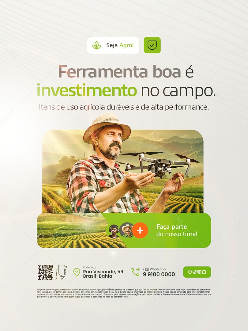 Agronegócio Ferramenta Boa é Investimento no Campo Social Media PSD Editável