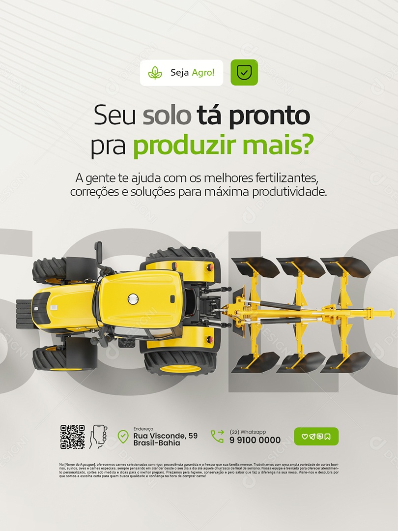 Agronegócio Seu Solo Tá Pronto pra Produzir Mais Social Media PSD Editável