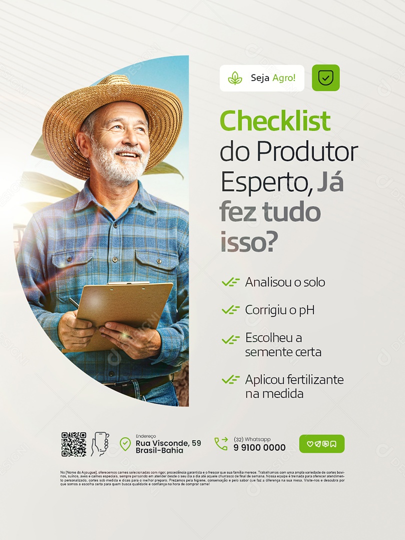 Agronegócio Checklist do Produtor Social Media PSD Editável
