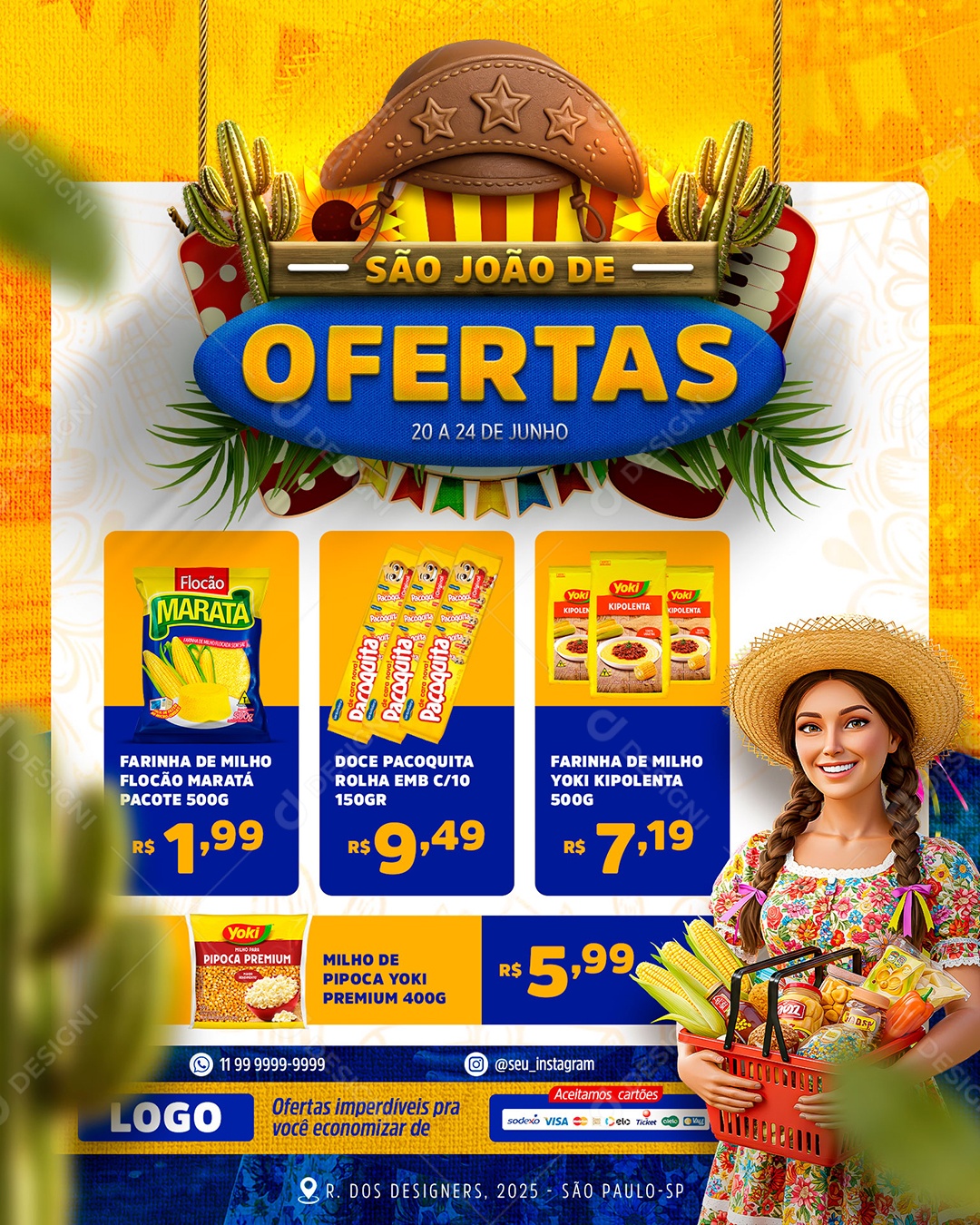Ofertas De São João Supermercado Social Media PSD Editável