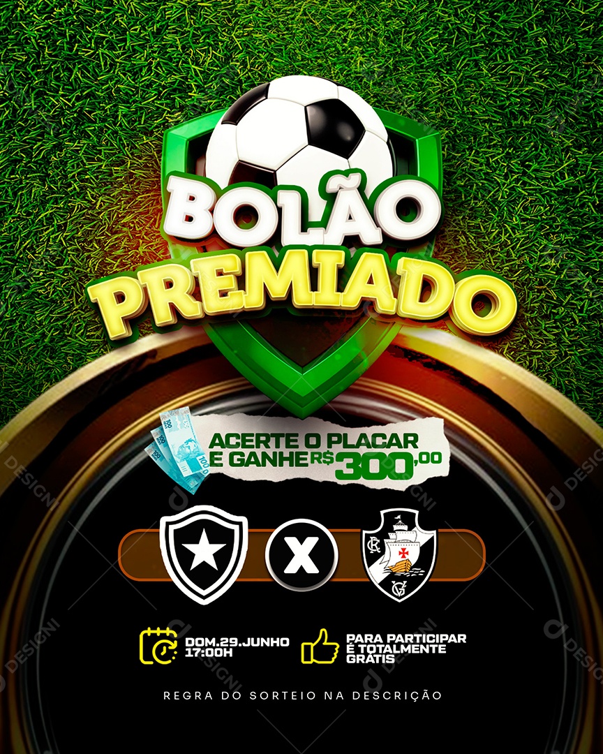 Bolão Premiado Acerte o Placar Social Media PSD Editável