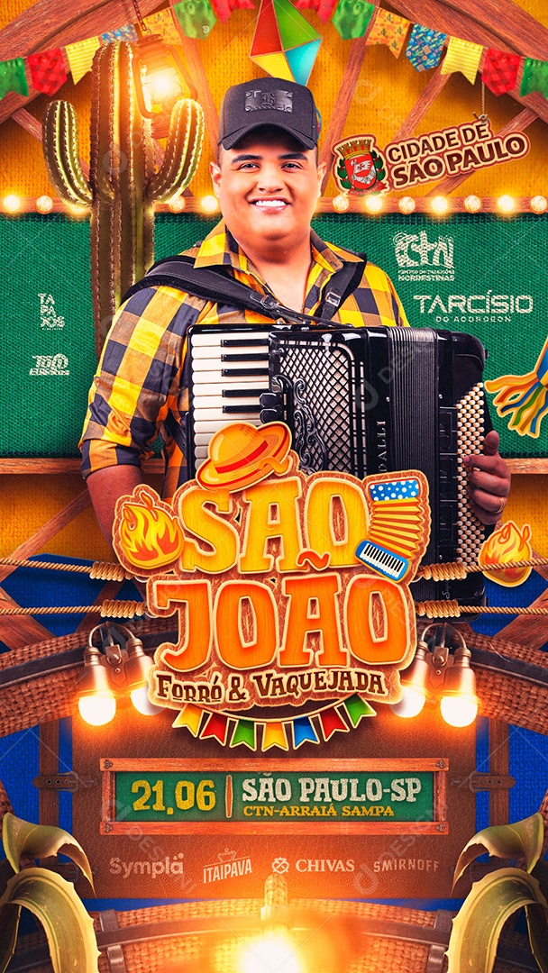 Story Arraiá Sertanejo Social Media PSD Editável