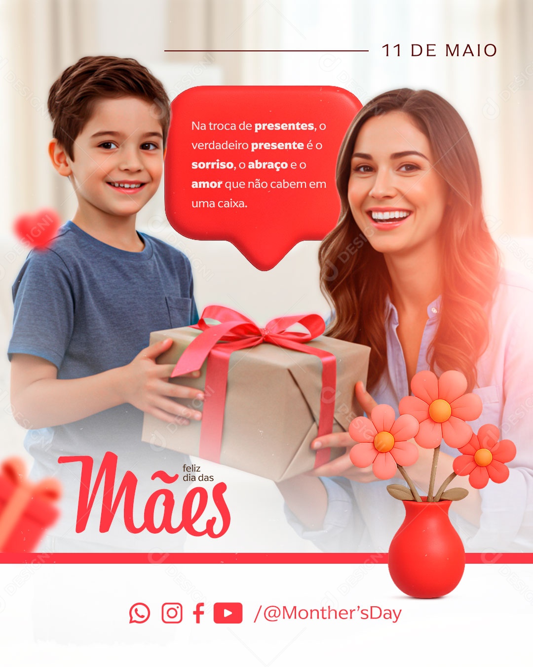 Story Feliz Dia Das Mães Na troca de presente  Social Media PSD Editavel